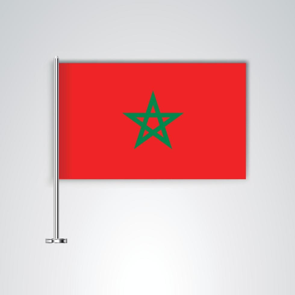 Marokko Flagge mit Metallstab vektor