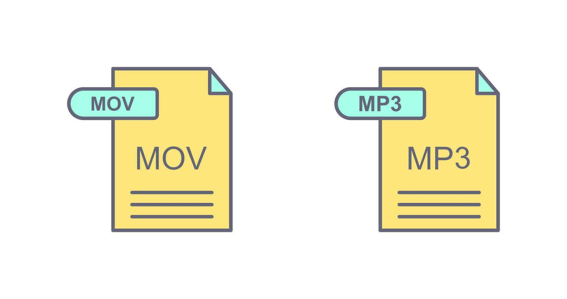 mov und mp3 Symbol vektor