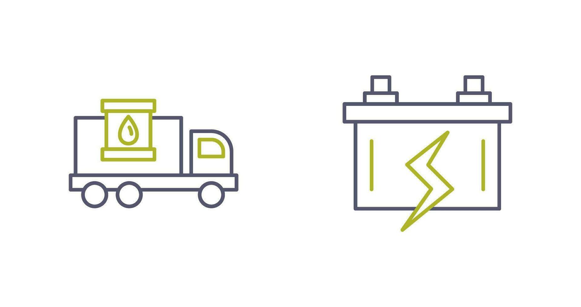 bränsle lastbil och batteri ikon vektor