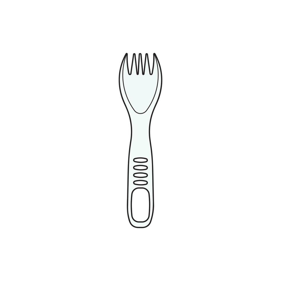 barn teckning tecknad serie vektor illustration plast gaffel isolerat i klotter stil
