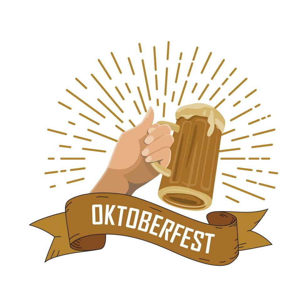 Oktoberfest Banner mit Hand halt ein Bier Glas vektor