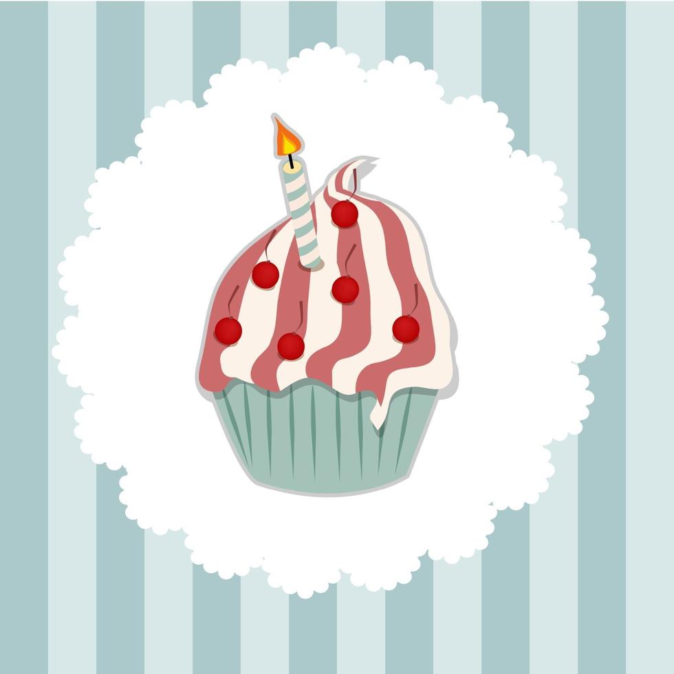 Vektor-Illustration der Geburtstagskarte mit Kuchen vektor