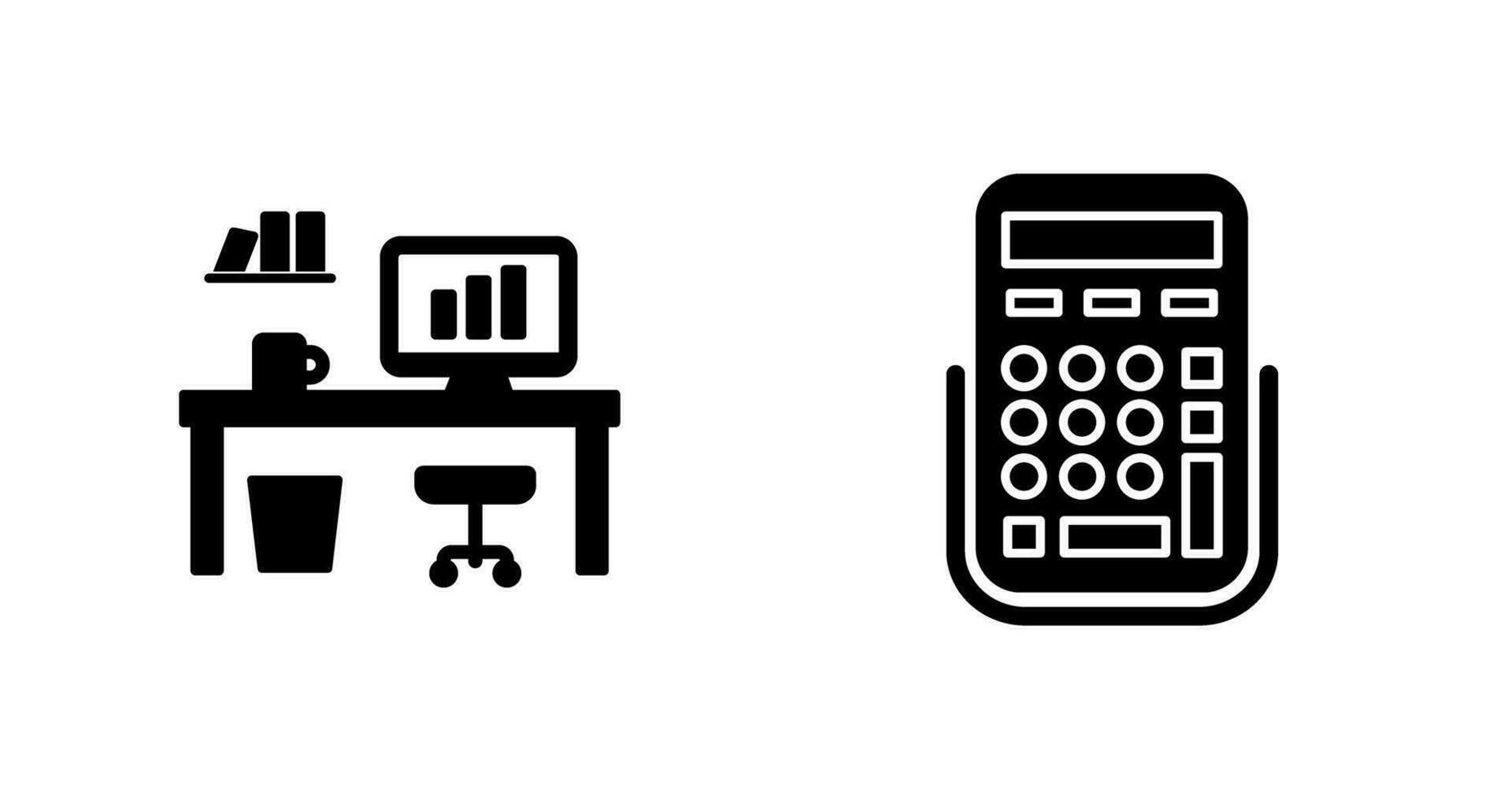 kontor skrivbord och kalkylator ikon vektor