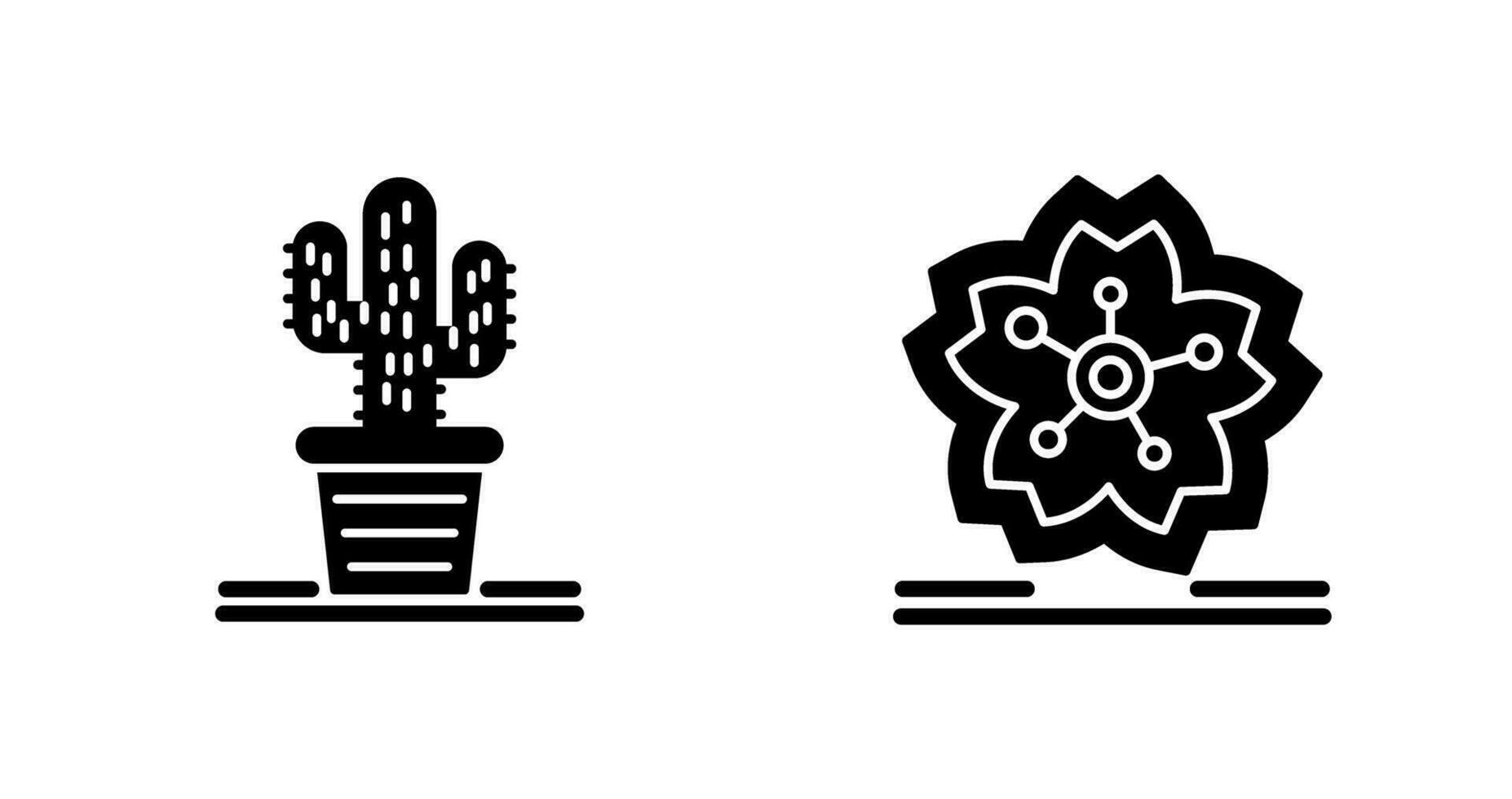 kaktus och körsbär blomma ikon vektor