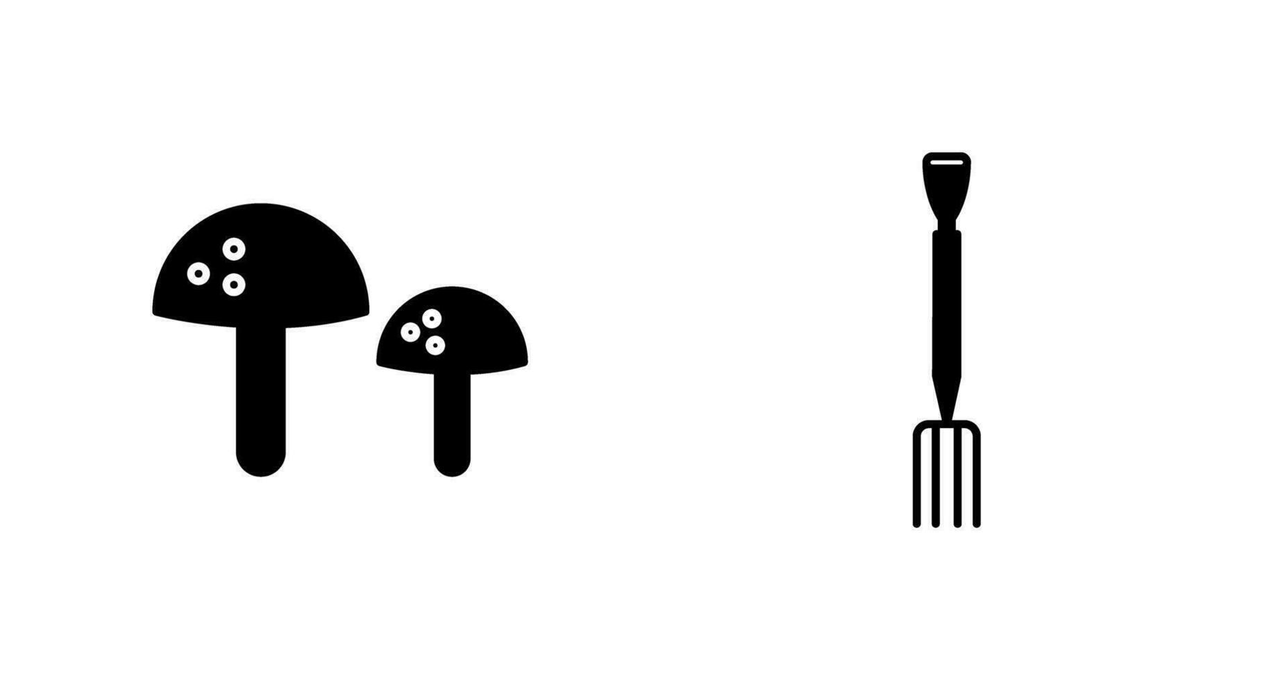 svamp och trädgårdsarbete gaffel ikon vektor