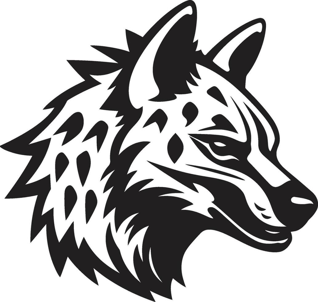 abstrakt hyena nåd i svartvit vektor hyena silhuett tidlös symbol