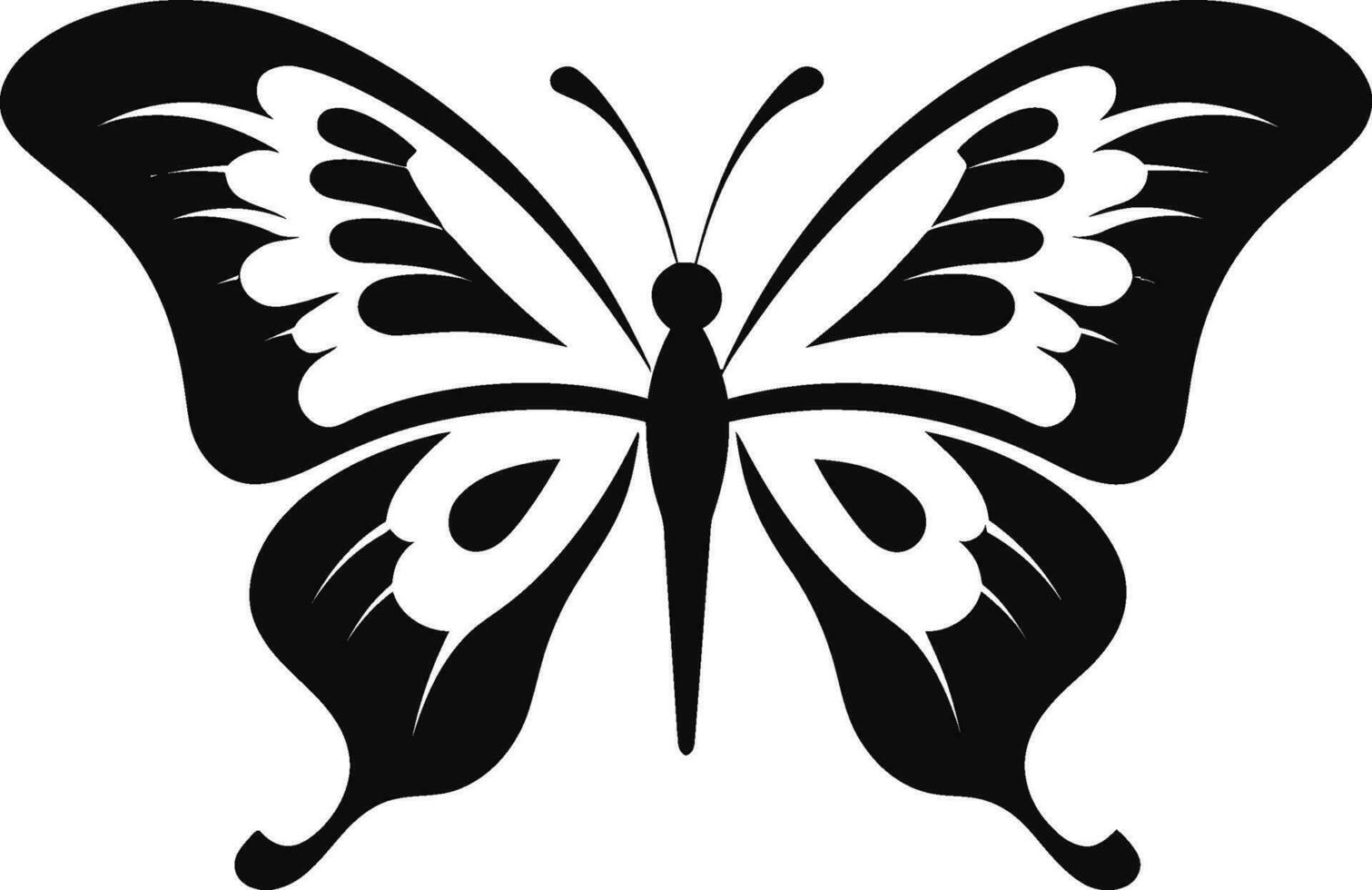 butterflys elegans mörk glädje emblem under de horisont midnatt svartvit förundras vektor