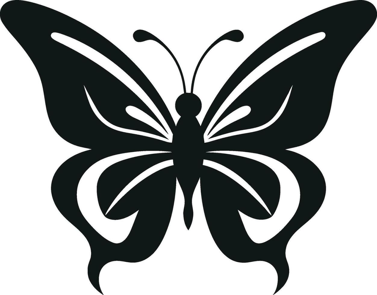 Eleganz nimmt Flügel schwarz Schmetterling Symbol majestätisch flattern Schmetterling Symbol im schwarz vektor