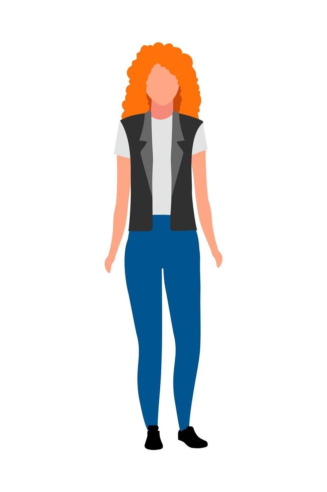 ginger haired girl semi flat color vector character