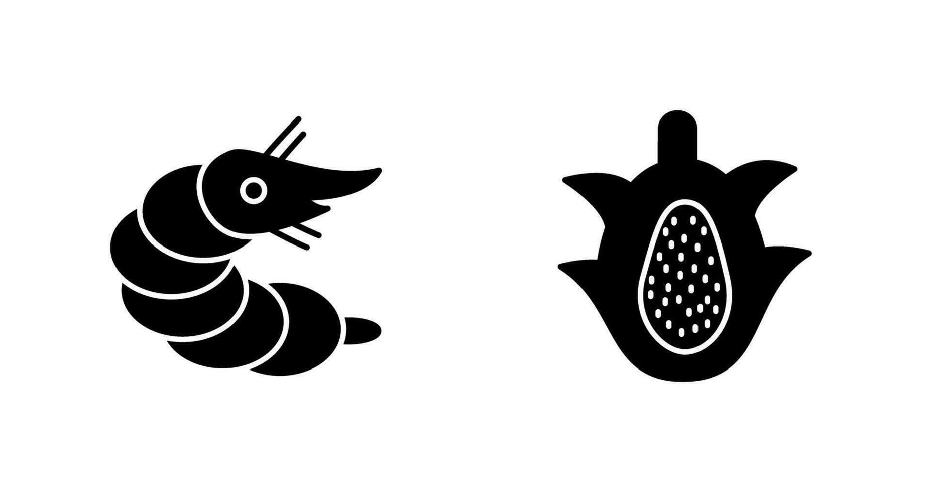 Garnele und Drachen Obst Symbol vektor