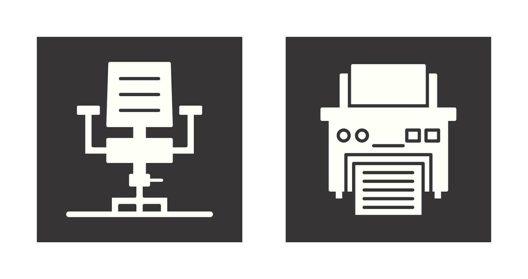 Schreibtisch Stuhl und Drucker Symbol vektor