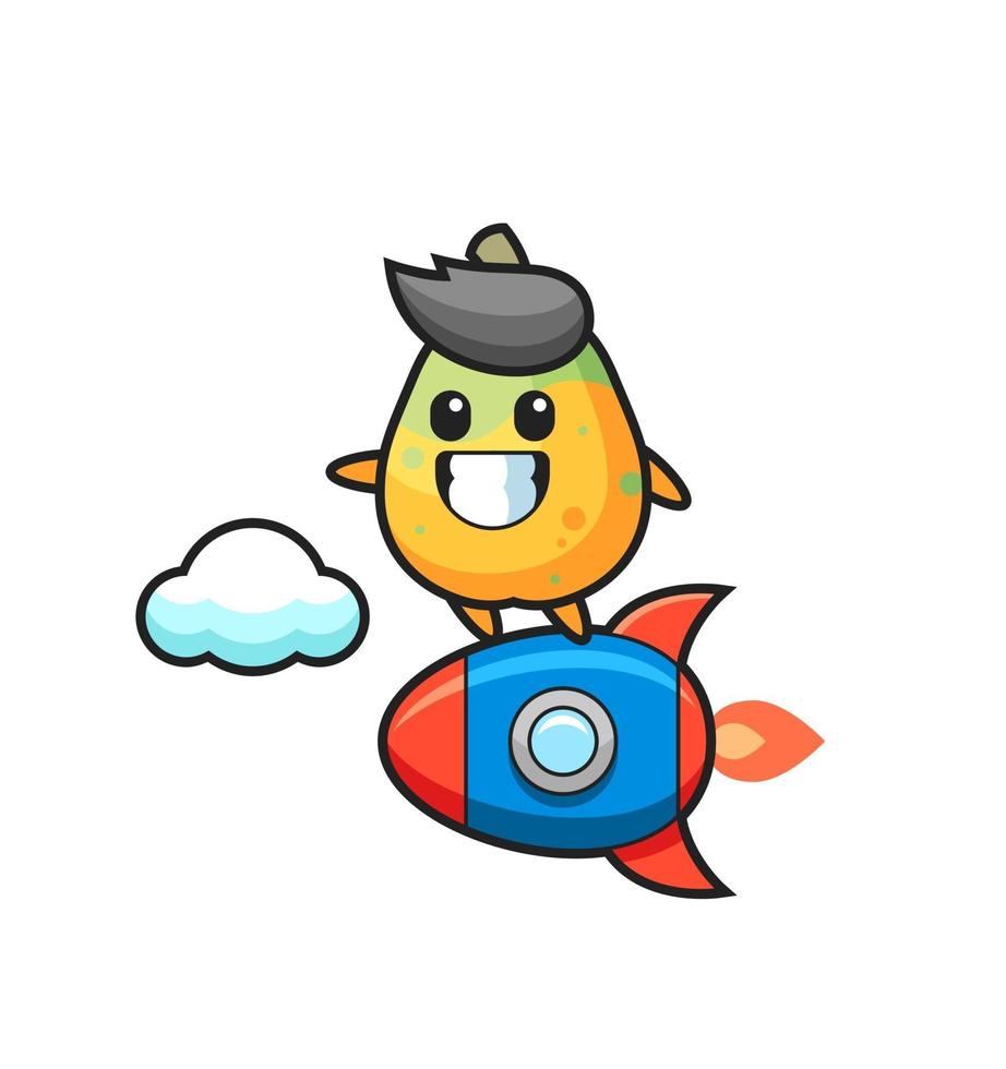 papaya maskot karaktär som rider en raket vektor