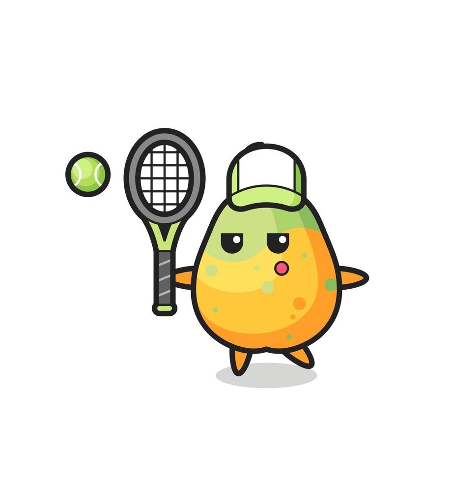 tecknad karaktär av papaya som tennisspelare vektor