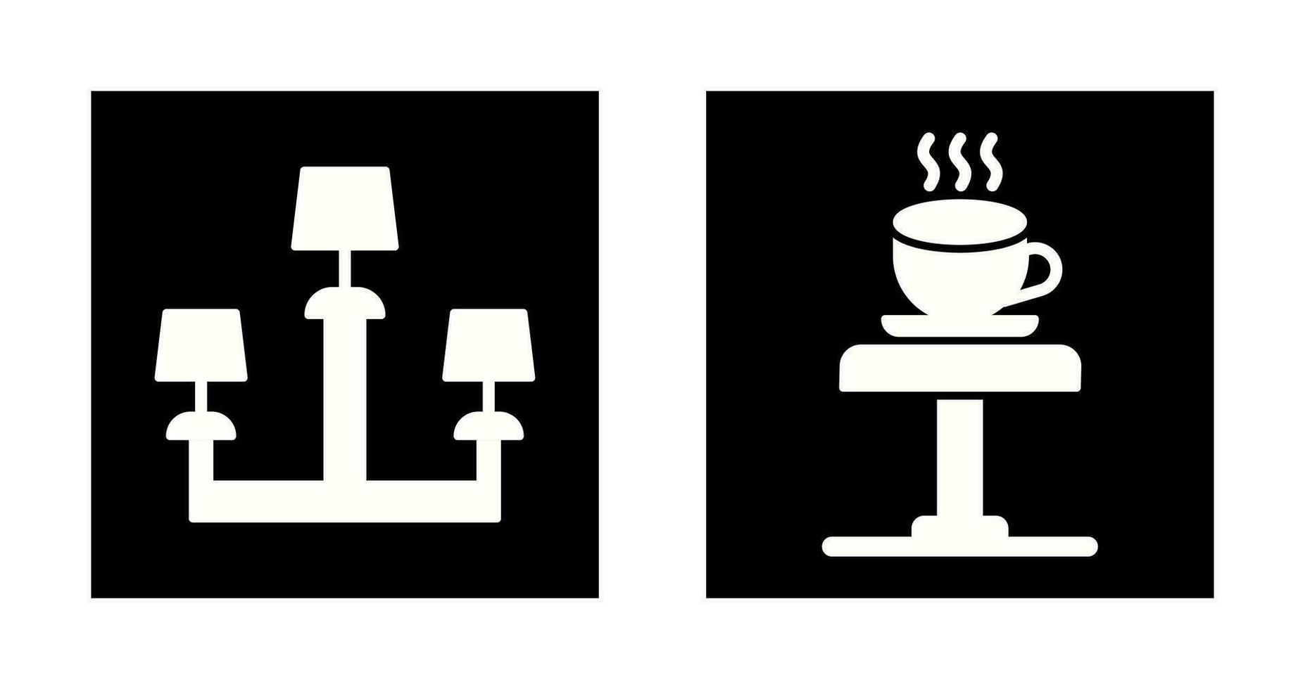 Lampe und Kaffee Tabelle Symbol vektor