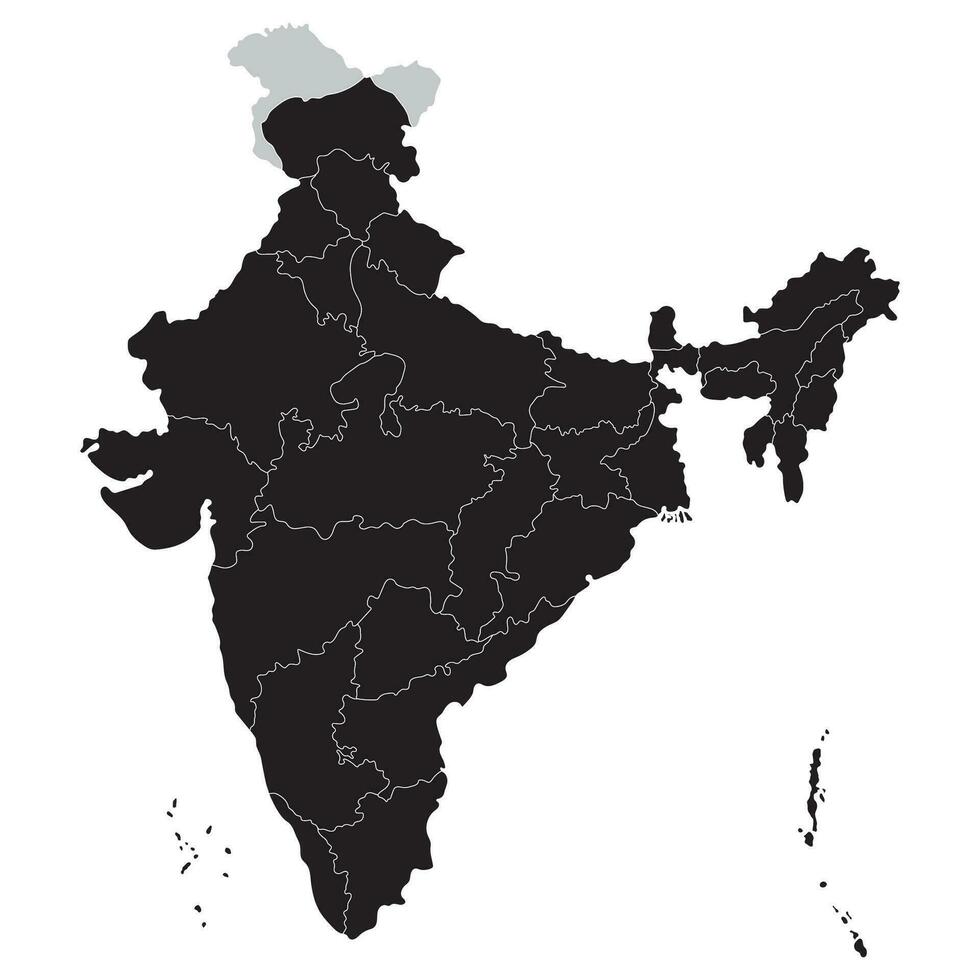 Karta av Indien administrativ regioner. Indien Karta vektor