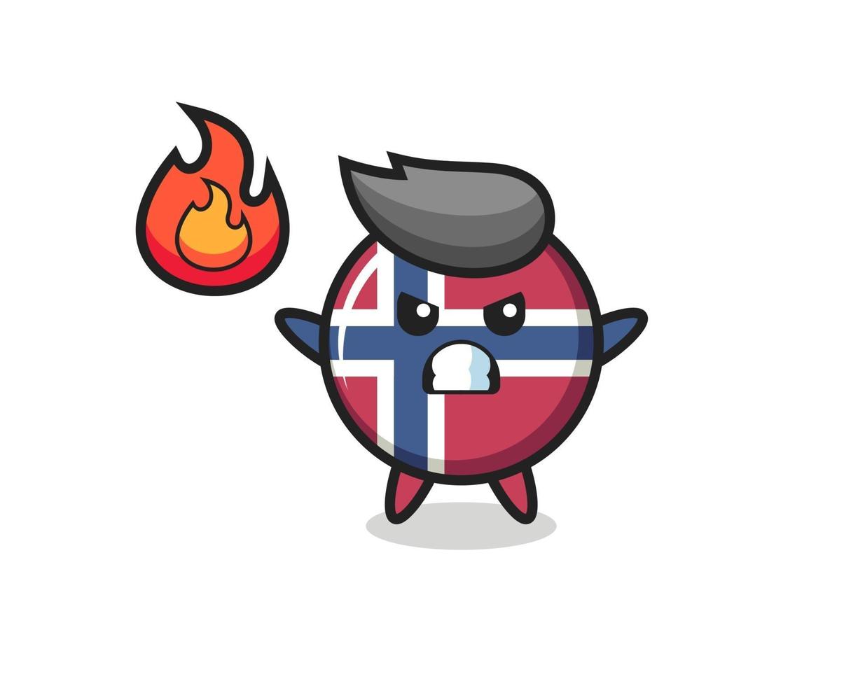 Norwegen-Flagge-Abzeichen-Charakter-Cartoon mit wütender Geste vektor