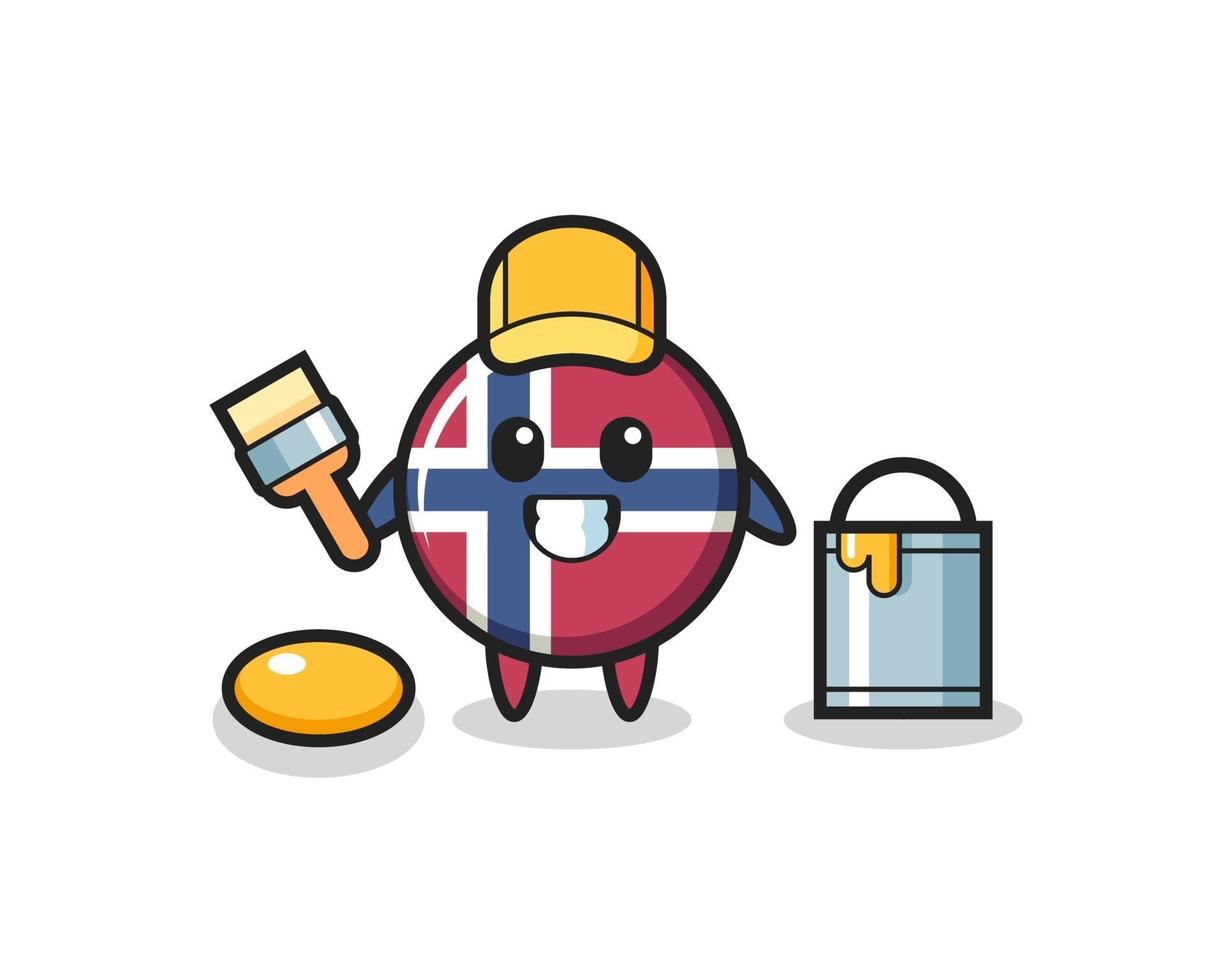 Charakterillustration des norwegischen Flaggenabzeichens als Maler vektor