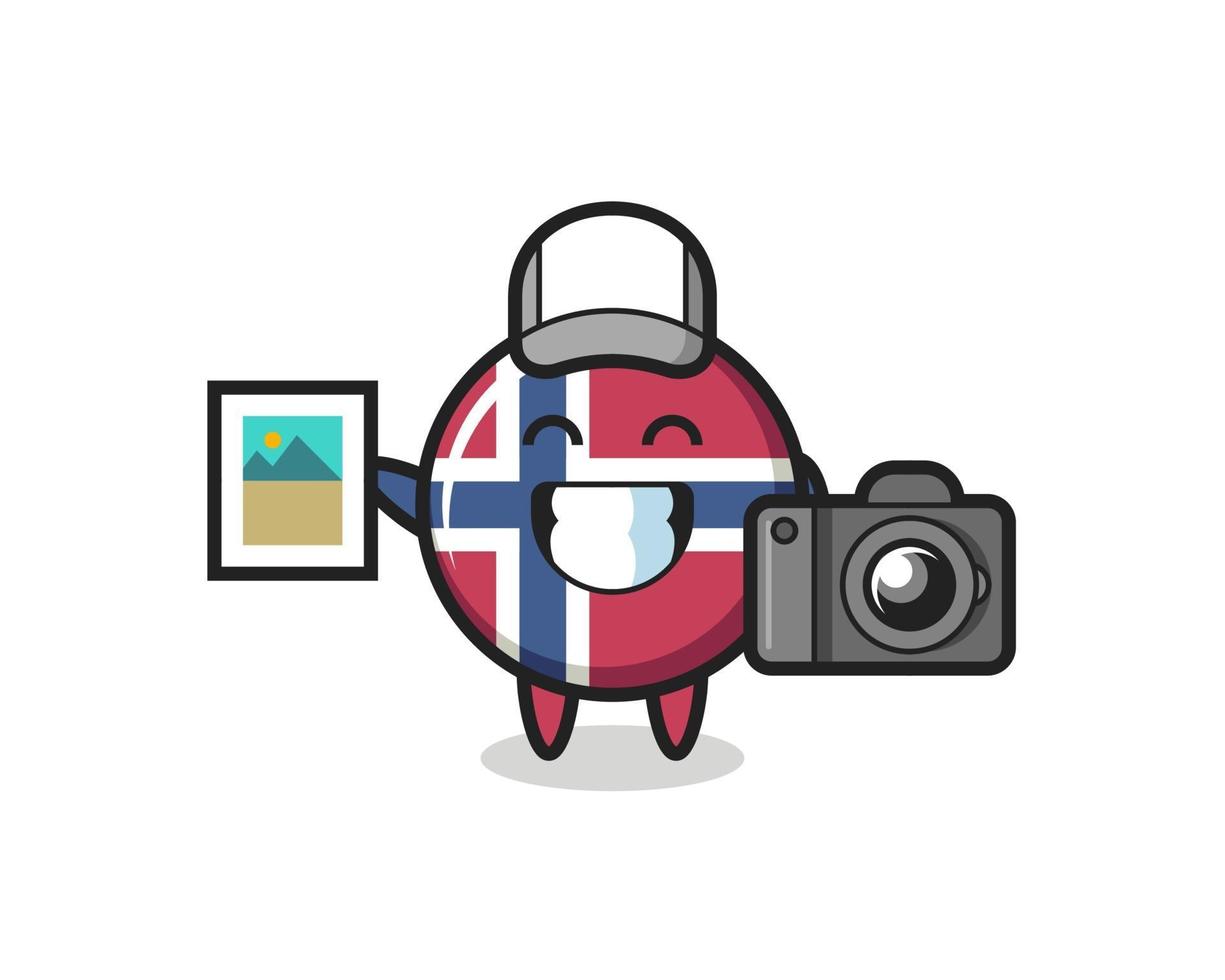 Charakterillustration des norwegischen Flaggenabzeichens als Fotograf vektor