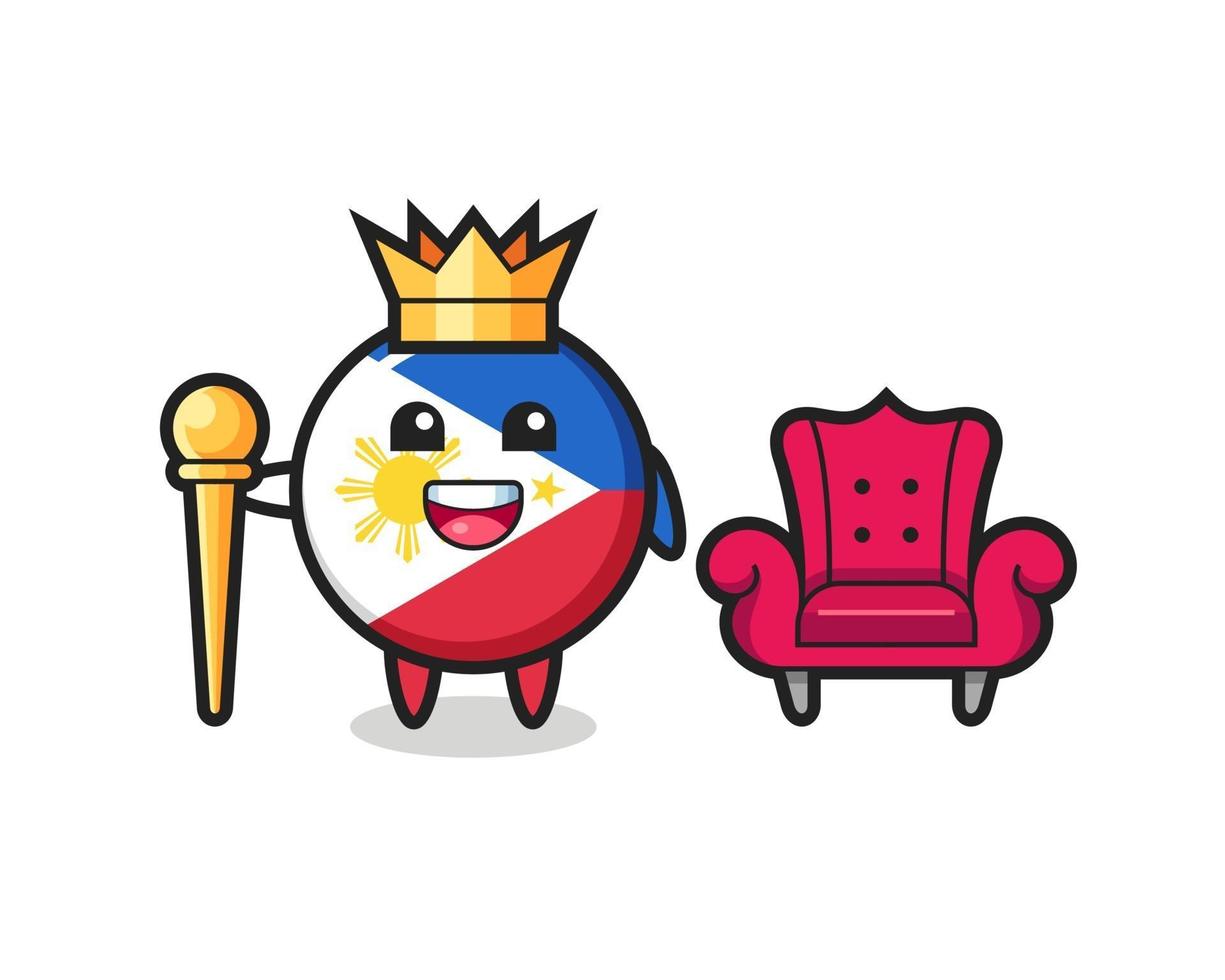 Maskottchen-Cartoon des philippinischen Flaggenabzeichens als König vektor