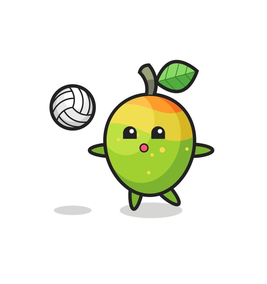 Charakterkarikatur von Mango spielt Volleyball vektor