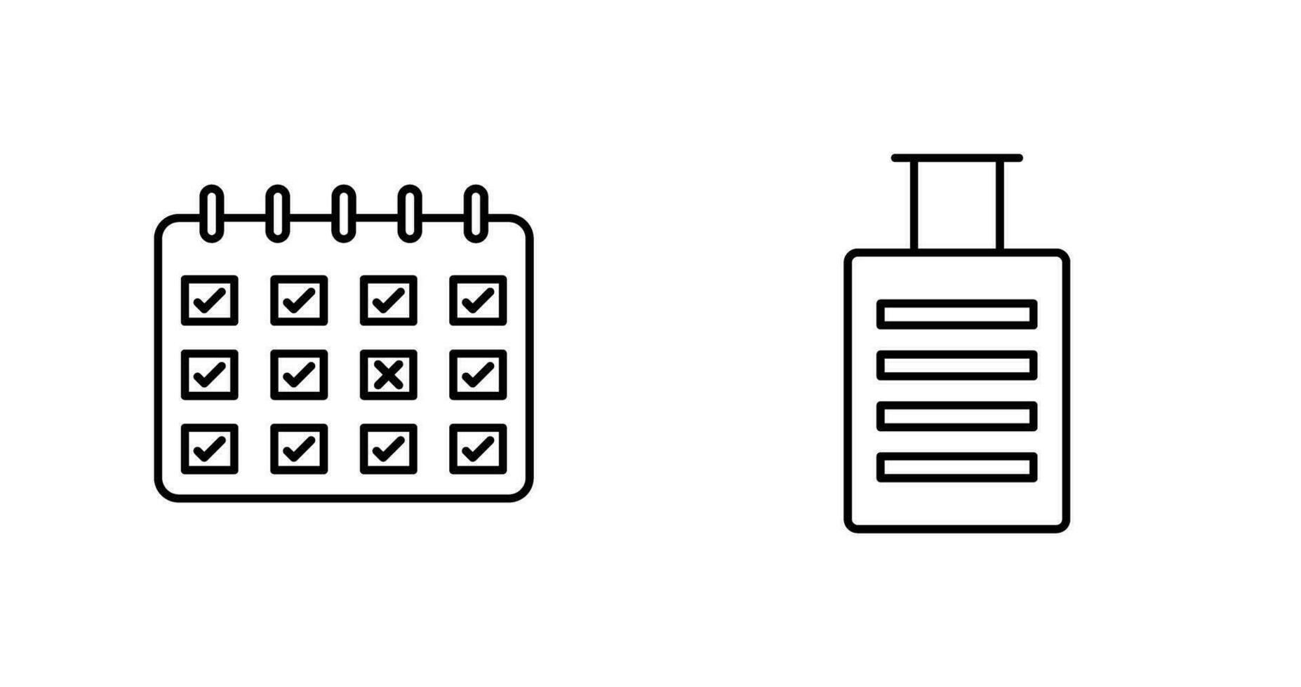 markant kalender och bagage ikon vektor