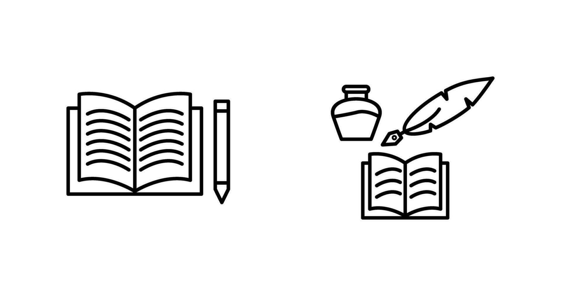 Bleistift und Buch und Quilland Buch Symbol vektor