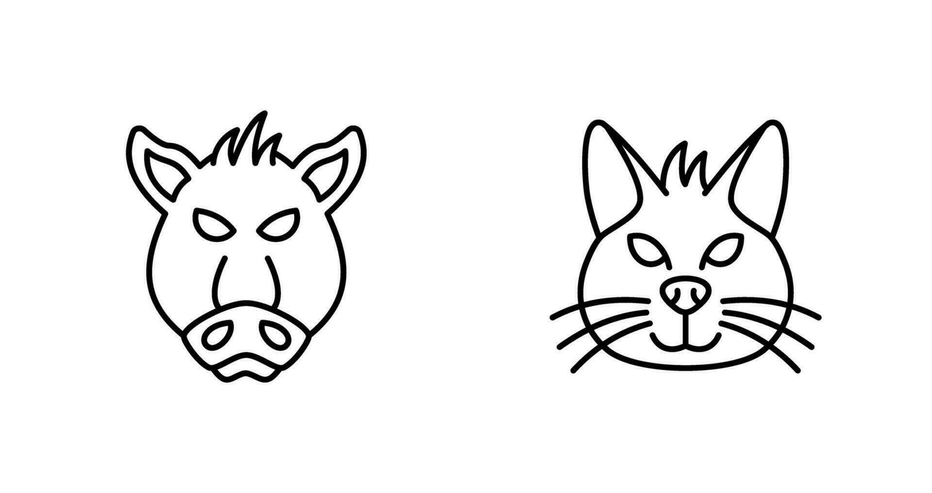 Schwein und Katze Symbol vektor