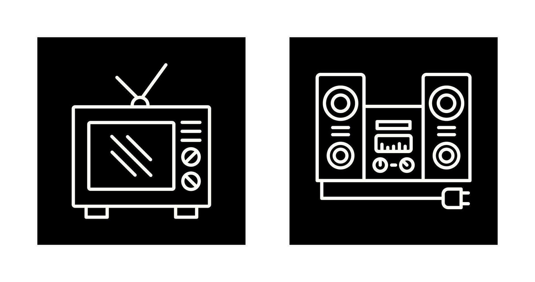 alt Fernseher und Stereo Symbol vektor