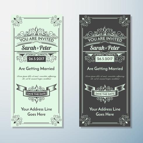 Hochzeits-Einladung Vintage Flyer Hintergrund Design-Vorlage vektor