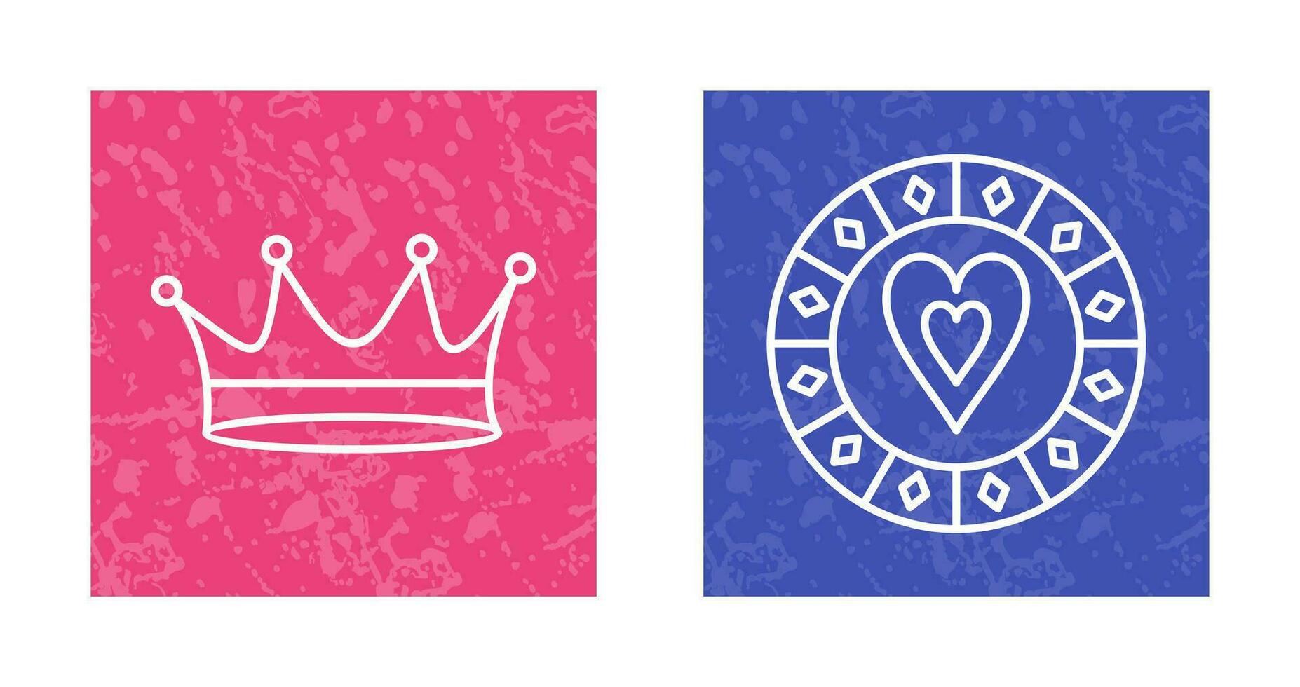 kung krona och hjärta chip ikon vektor