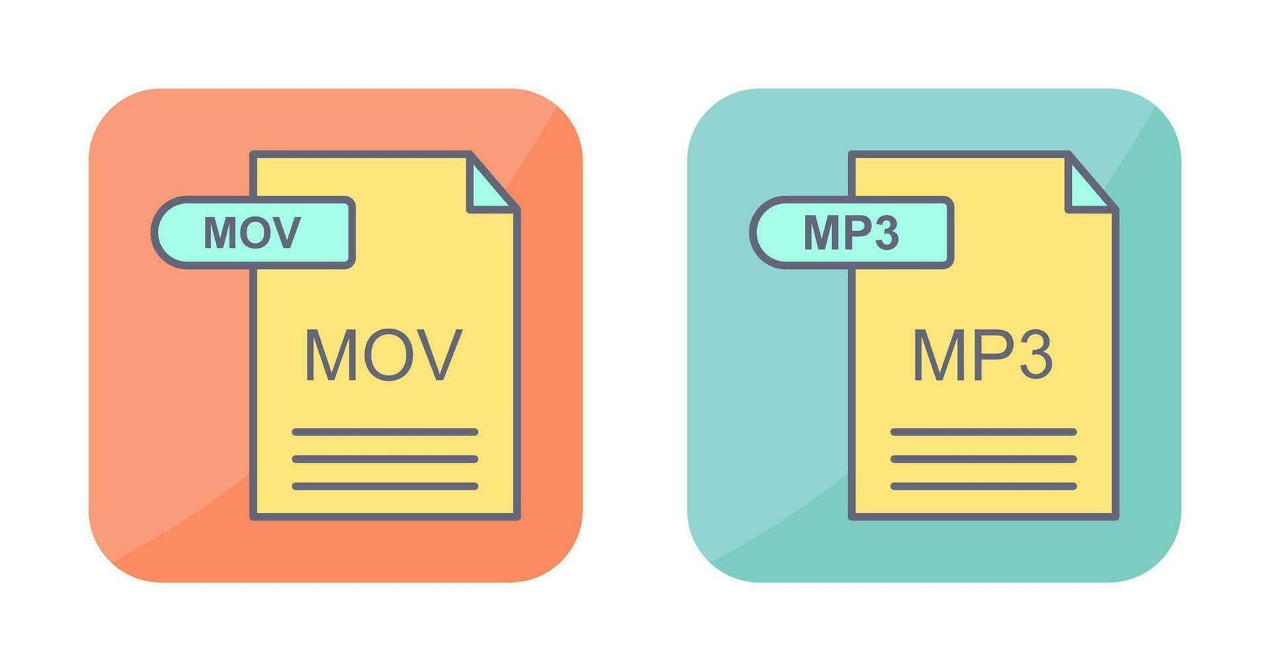 mov und mp3 Symbol vektor