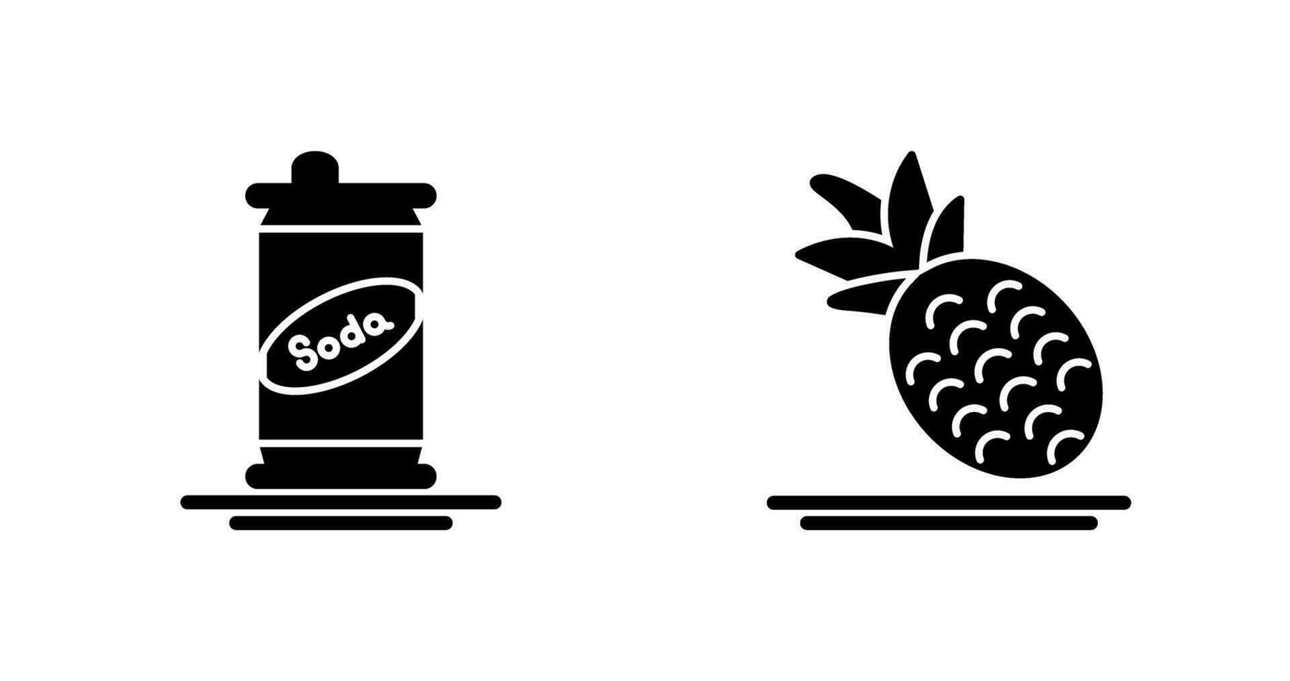 soda kan och ananas ikon vektor