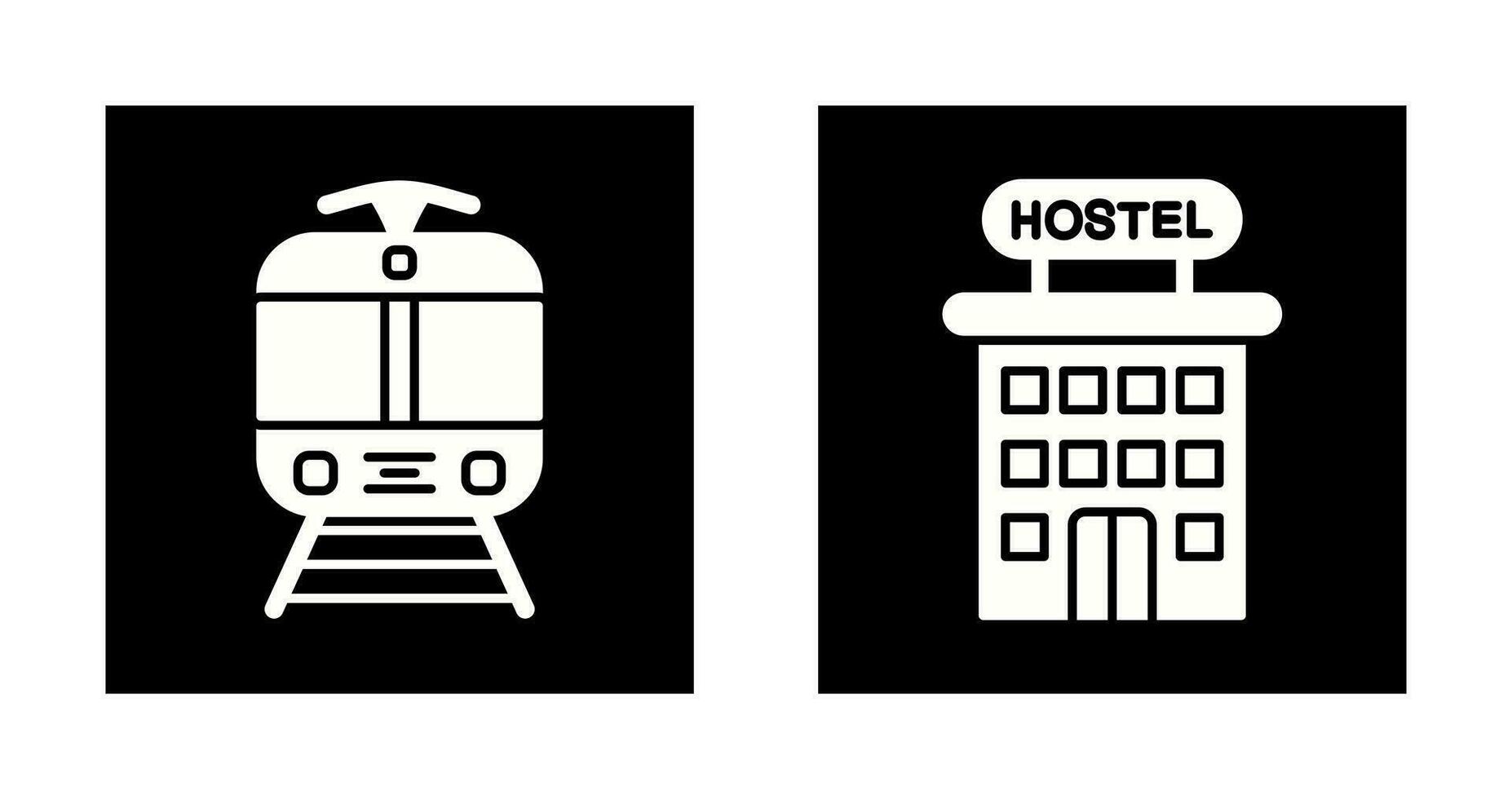 Straßenbahn und Herberge Symbol vektor