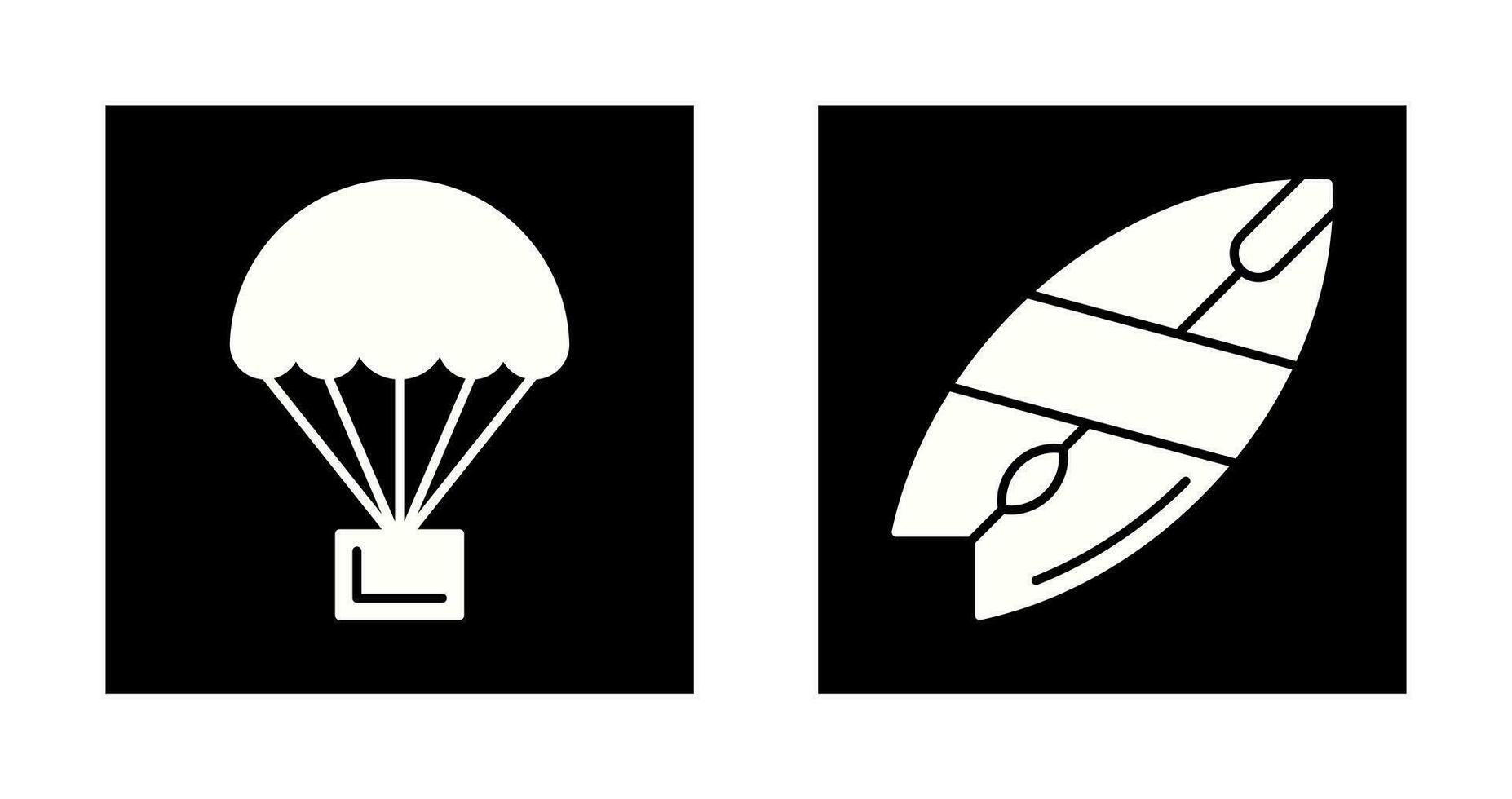 Fallschirm und Surfbrett Symbol vektor