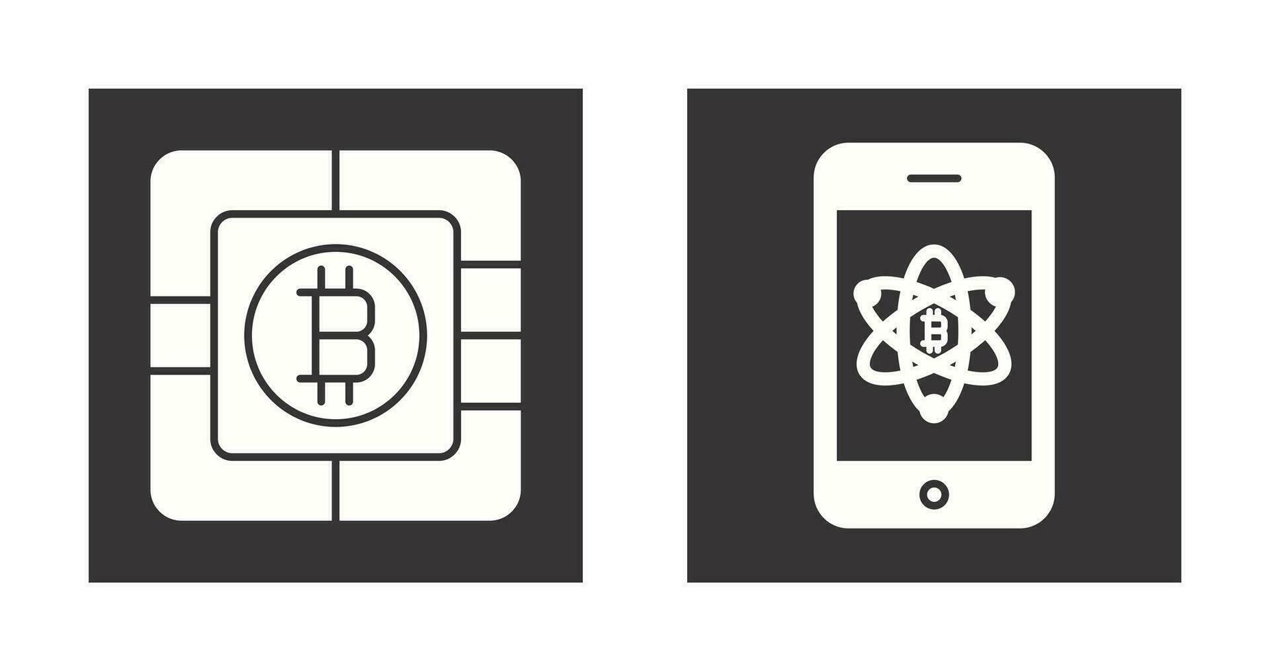 bitcoin chip och mobil ikon vektor