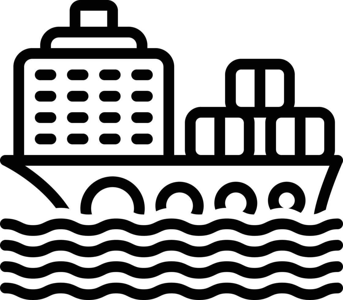 Liniensymbol für Frachtschiff vektor