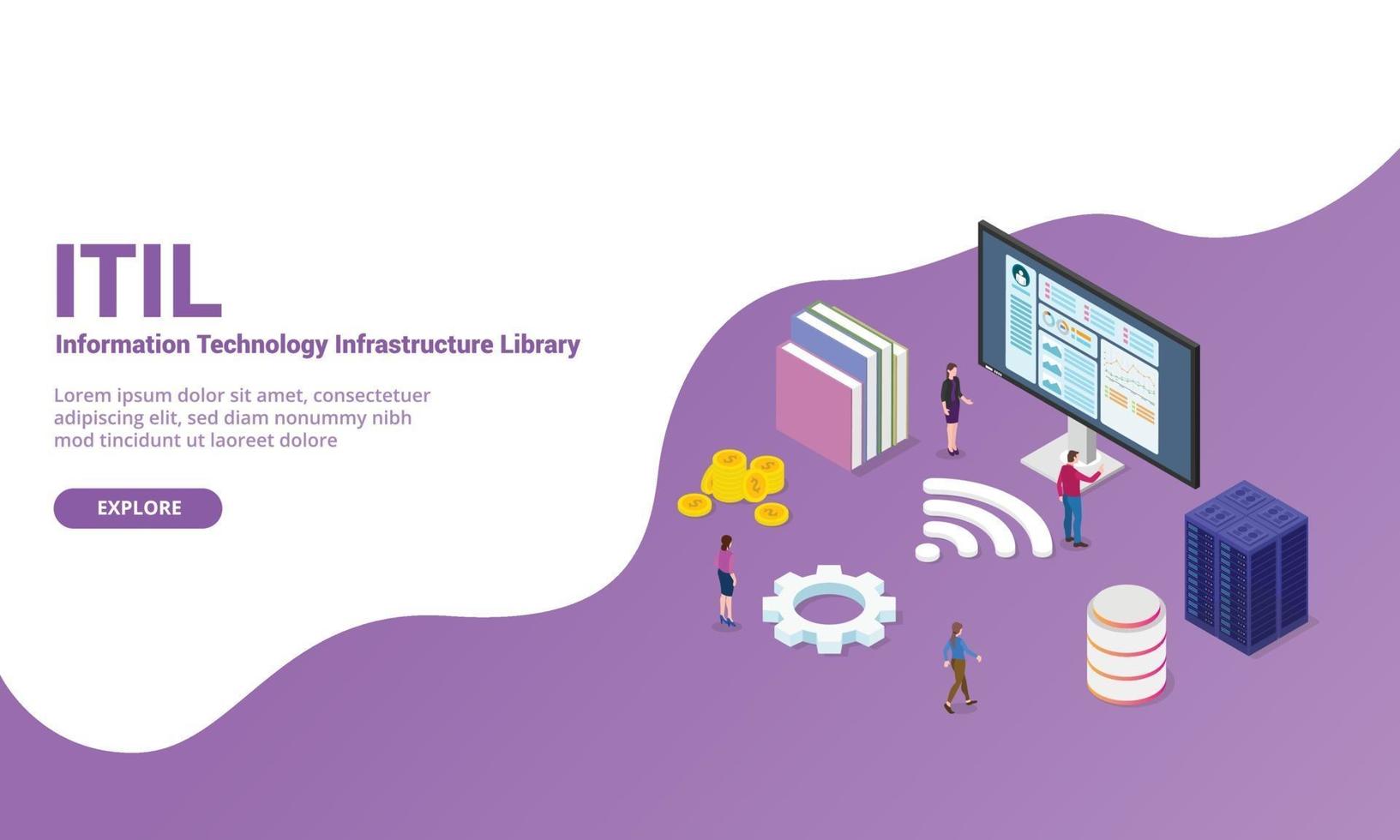 itil informationsteknik infrastruktur bibliotek koncept vektor