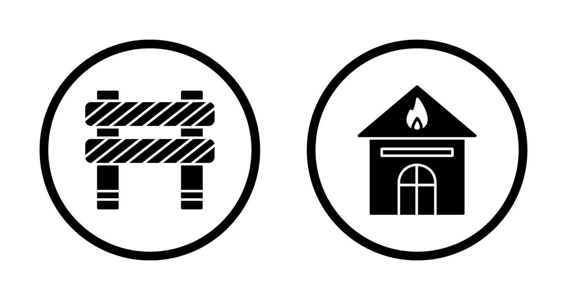 Barriere und Haus auf Feuer Symbol vektor