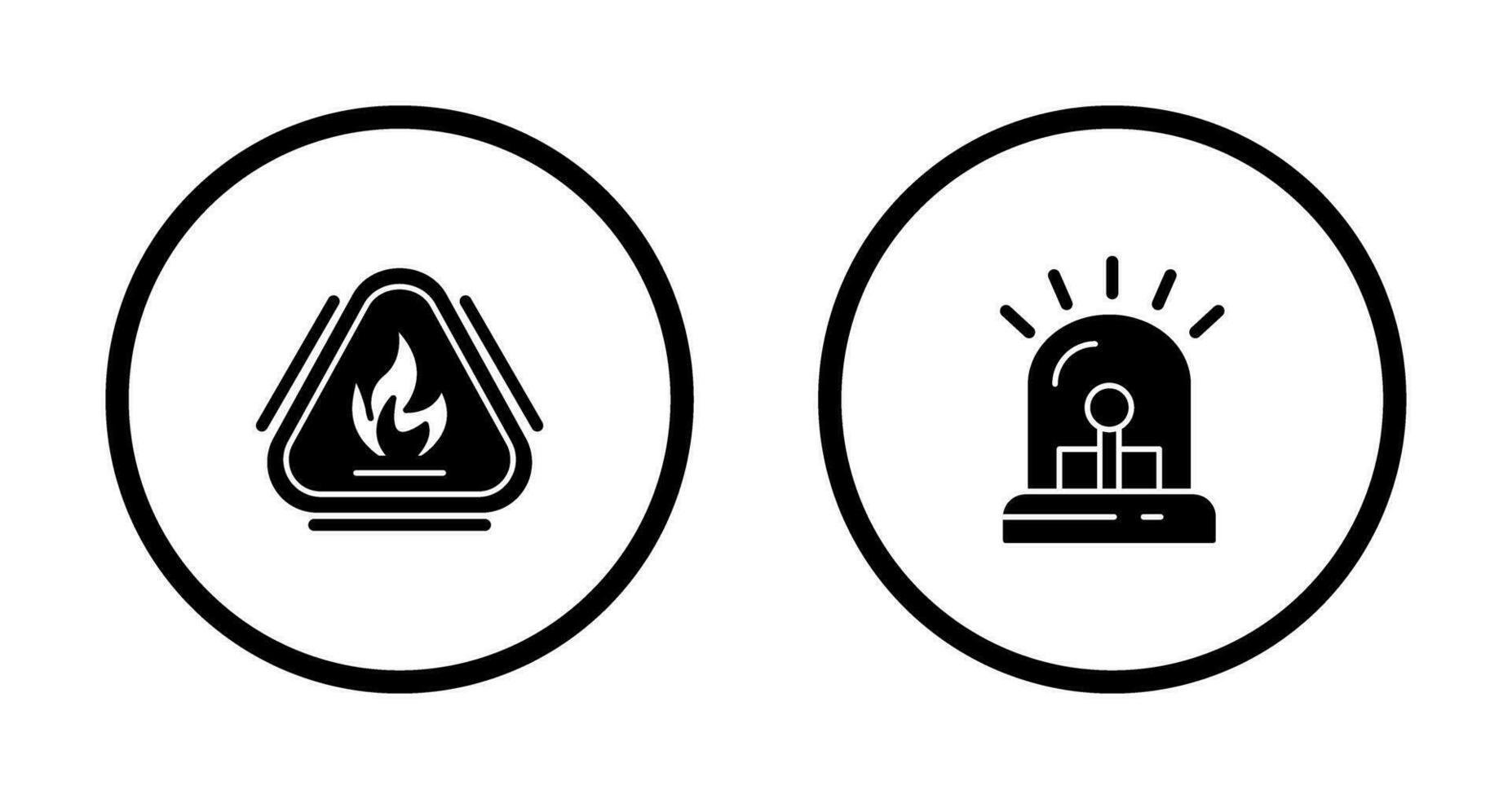 varning brand och siren ikon vektor