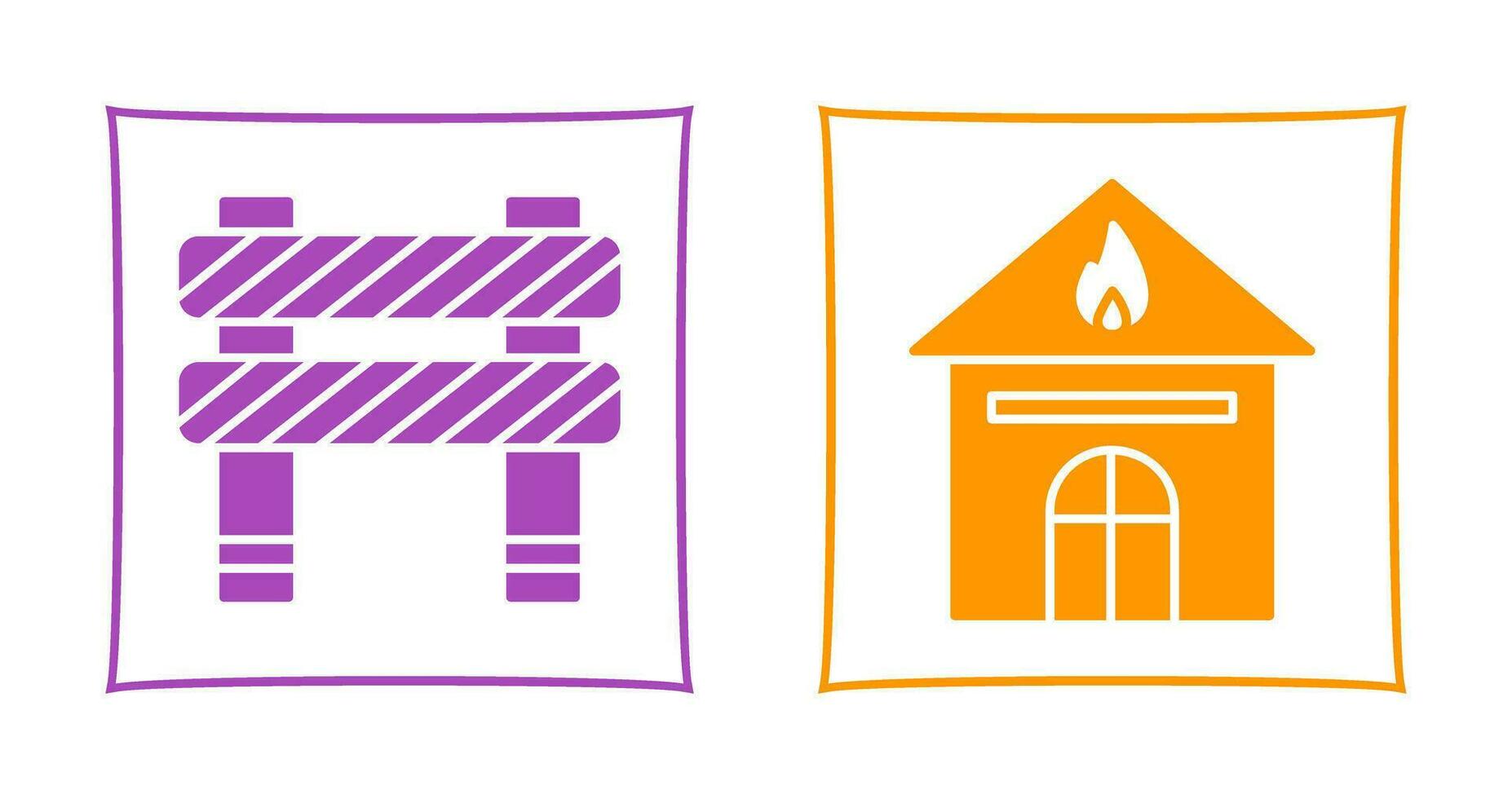 Barriere und Haus auf Feuer Symbol vektor