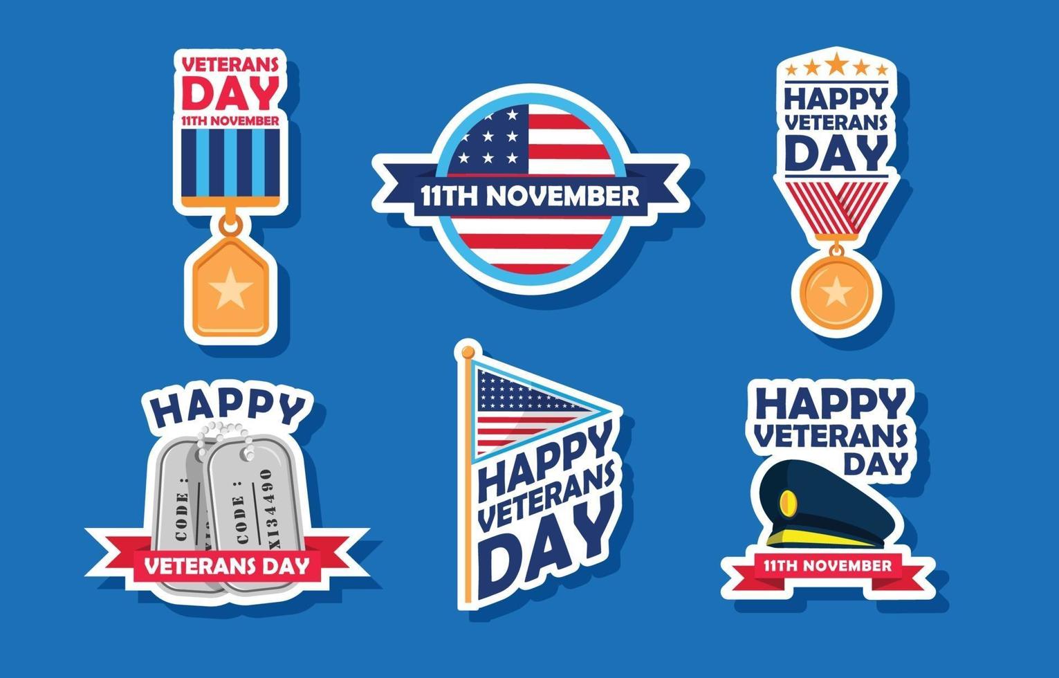 amerika veterans day sticker pack vektor