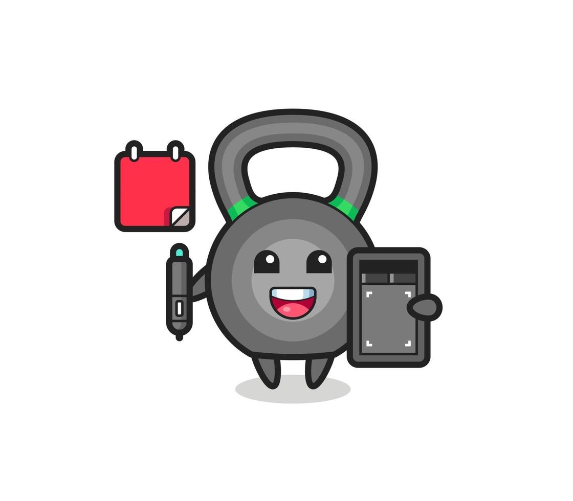 illustration av kettlebell maskot som grafisk formgivare vektor