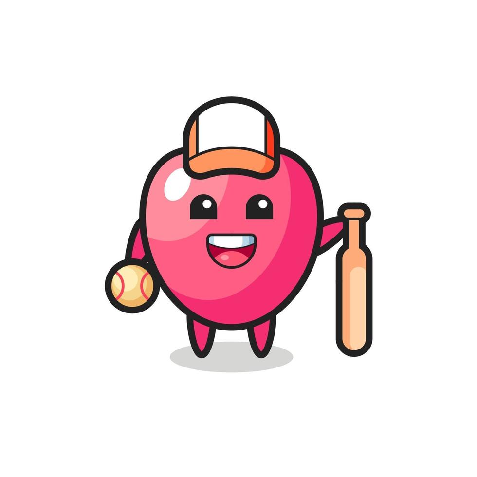 Zeichentrickfigur des Herzsymbols als Baseballspieler vektor