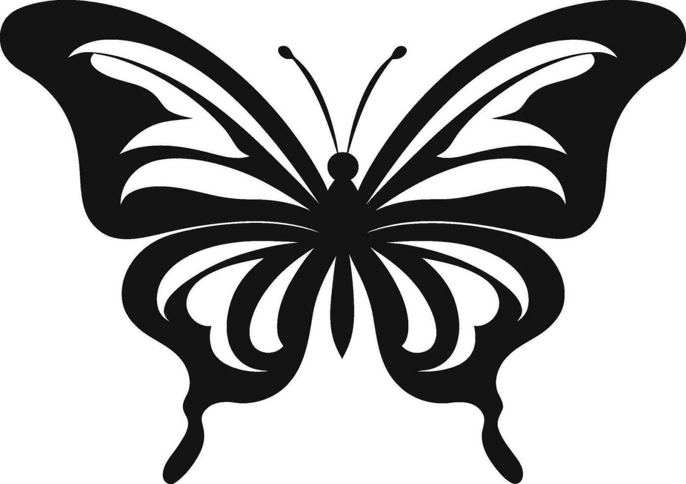 monochromatisch Majestät noir Schmetterling Design Flügel von Eleganz schwarz Vektor Symbol