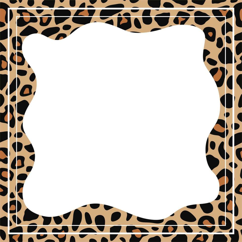 ram med modern prydnad av stiliserade leopard hud. dekorativ abstrakt gräns med djur- prydnad. vektor