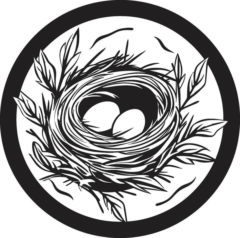 erhöht Eleganz schwarz Vektor Nest Design schwarz Vogel Nest Symbol ein Oase von Einfachheit