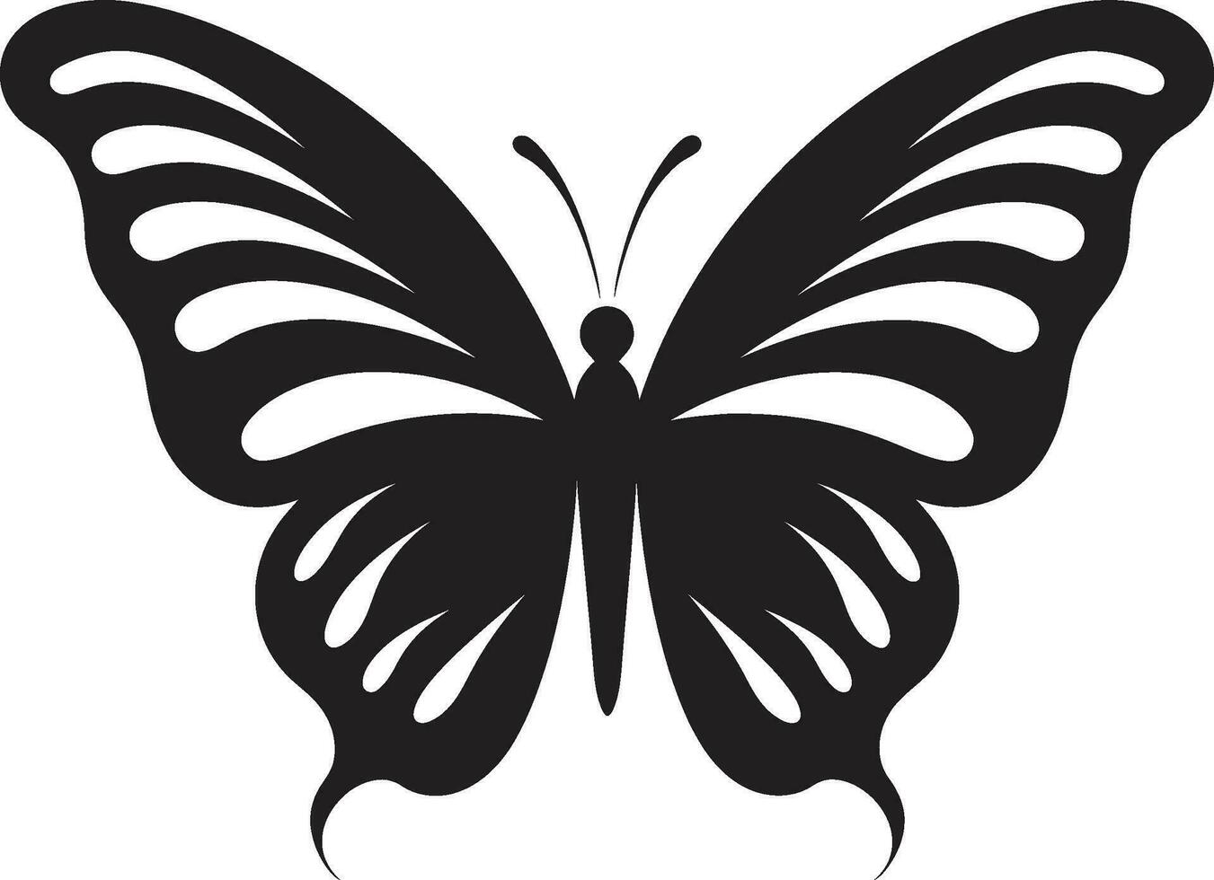 Schmetterling Silhouette im Schatten ein Arbeit von Anmut kompliziert Schönheit schwarz Schmetterling Design vektor