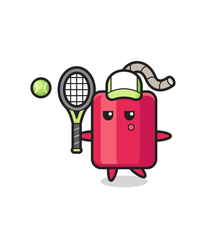 Zeichentrickfigur von Dynamit als Tennisspieler vektor