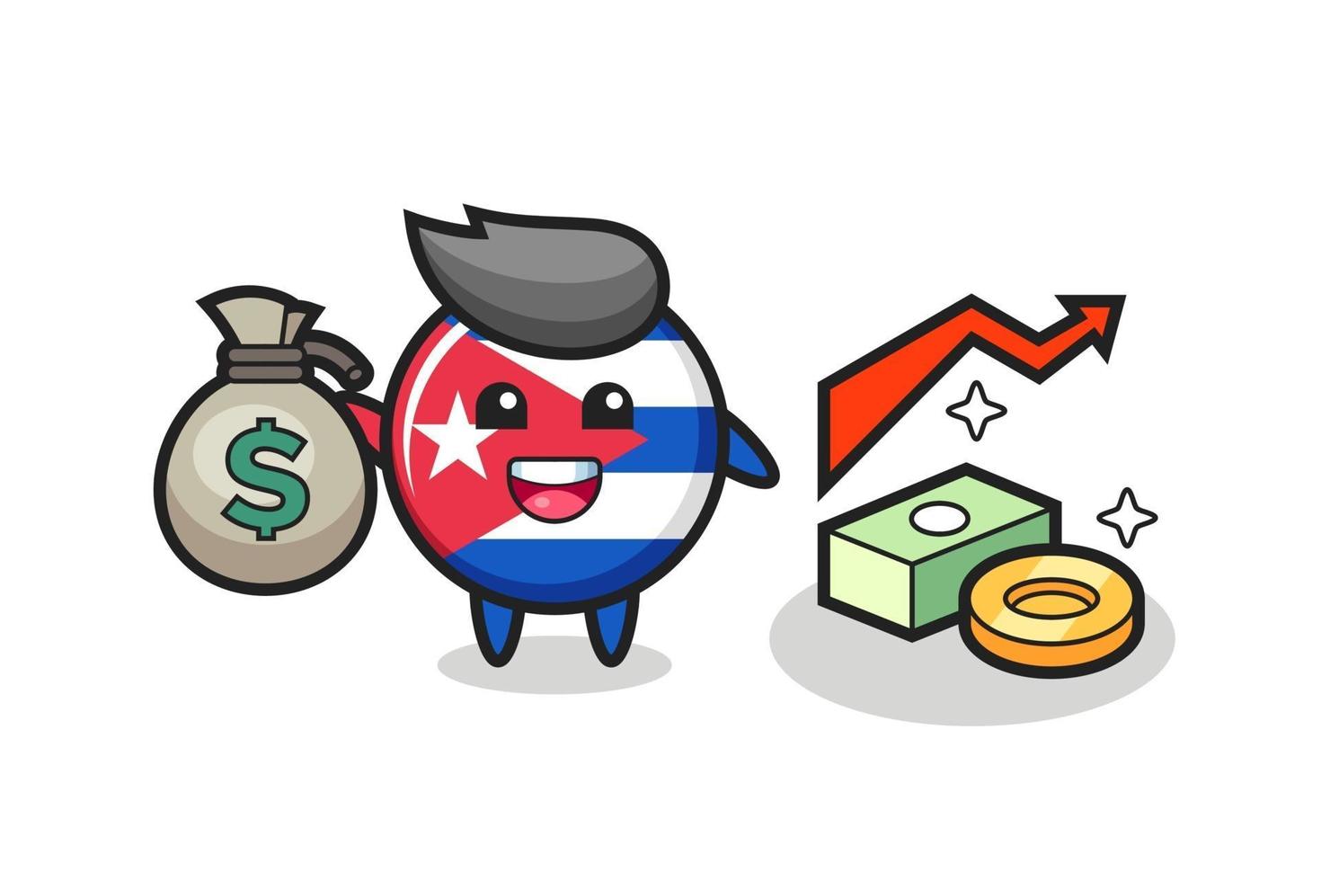 Kuba Flagge Abzeichen Illustration Cartoon mit Geldsack vektor