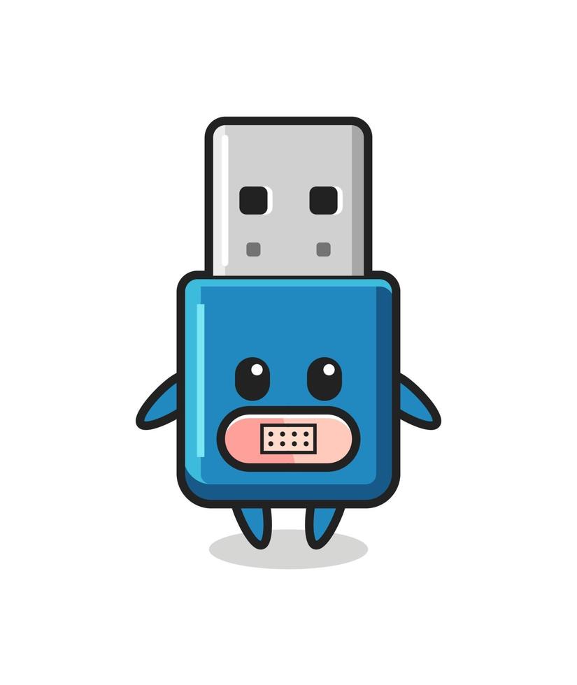 Cartoon-Illustration von USB-Stick mit Klebeband am Mund vektor